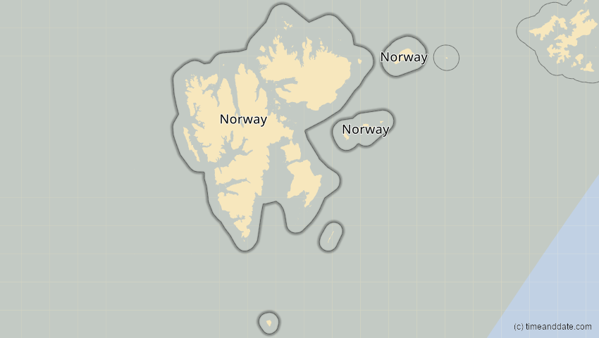 A map of Spitzbergen, Norwegen, showing the path of the 31. Jul 2000 Partielle Sonnenfinsternis
