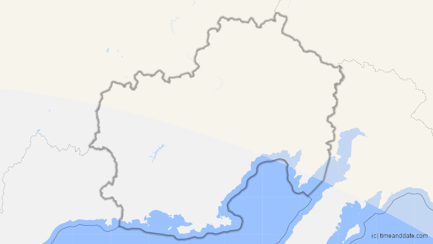 A map of Magadan, Russland, showing the path of the 31. Jul 2000 Partielle Sonnenfinsternis