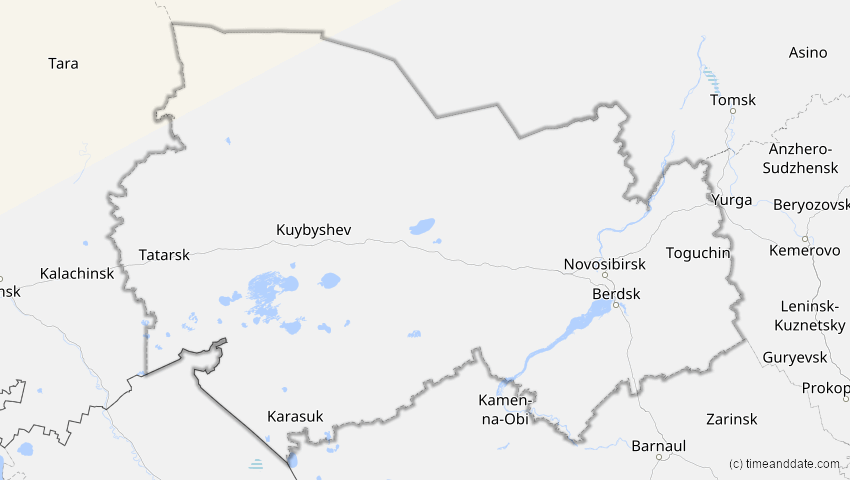 A map of Nowosibirsk, Russland, showing the path of the 31. Jul 2000 Partielle Sonnenfinsternis