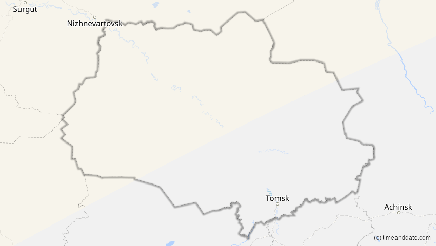 A map of Tomsk, Russland, showing the path of the 31. Jul 2000 Partielle Sonnenfinsternis