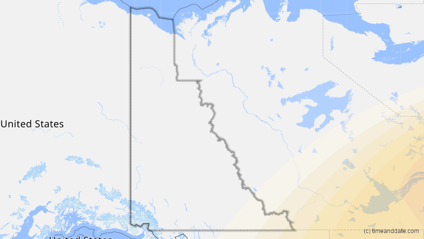 A map of Yukon, Kanada, showing the path of the 25. Dez 2000 Partielle Sonnenfinsternis