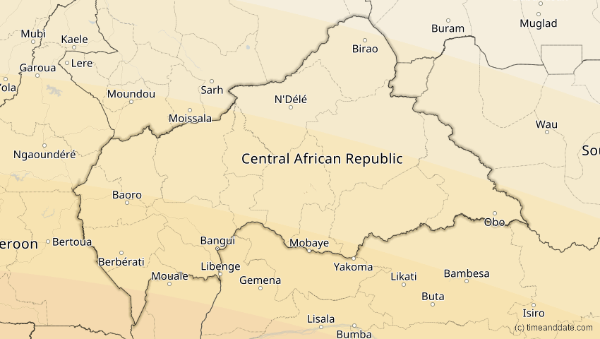 A map of Zentralafrikanische Republik, showing the path of the 21. Jun 2001 Totale Sonnenfinsternis