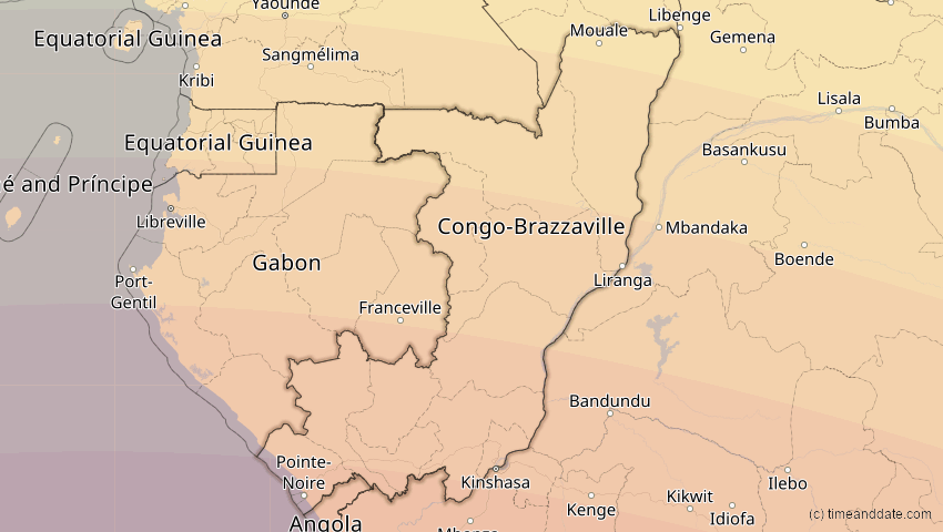 A map of Kongo, showing the path of the 21. Jun 2001 Totale Sonnenfinsternis