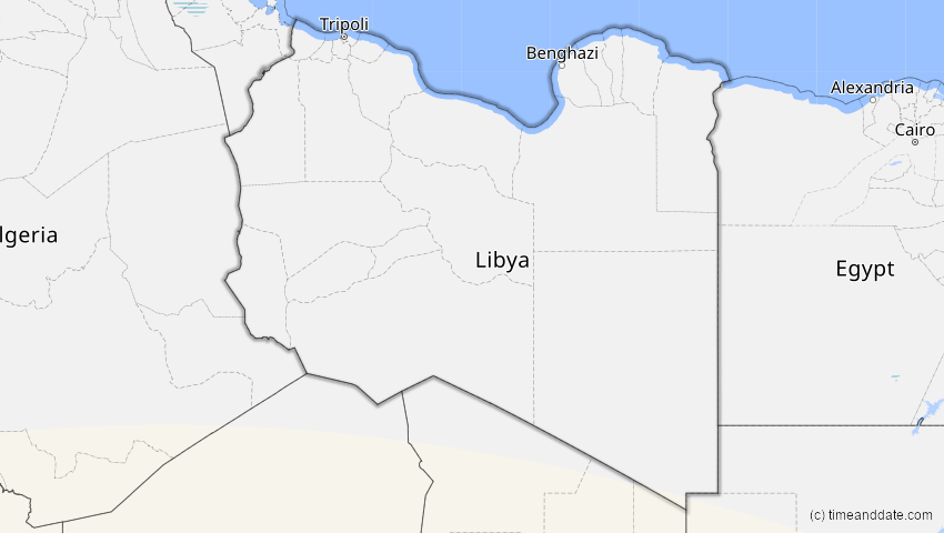 A map of Libyen, showing the path of the 21. Jun 2001 Totale Sonnenfinsternis