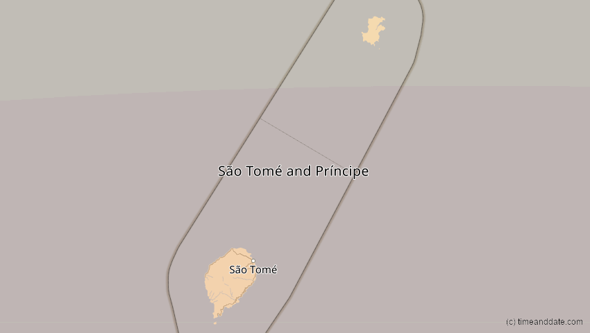 A map of São Tomé und Príncipe, showing the path of the 21. Jun 2001 Totale Sonnenfinsternis