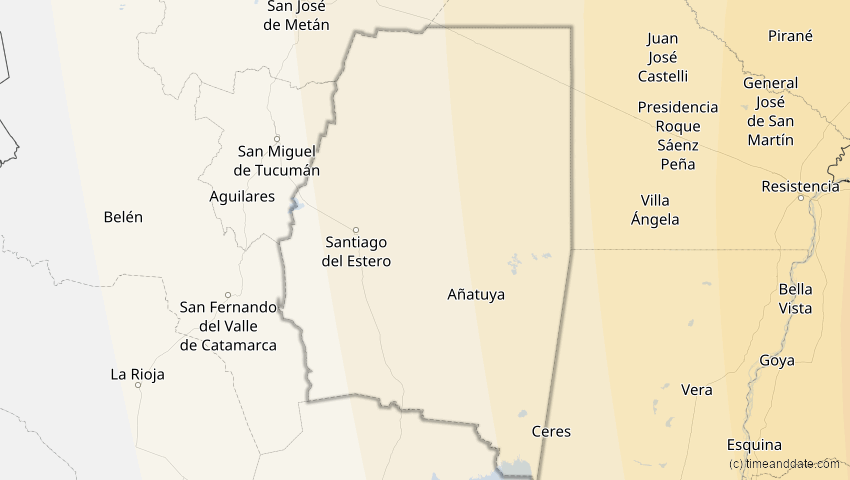 A map of Santiago del Estero, Argentinien, showing the path of the 21. Jun 2001 Totale Sonnenfinsternis