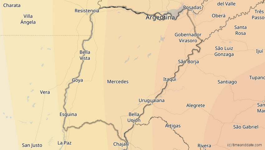 A map of Corrientes, Argentinien, showing the path of the 21. Jun 2001 Totale Sonnenfinsternis