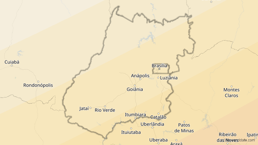 A map of Goiás, Brasilien, showing the path of the 21. Jun 2001 Totale Sonnenfinsternis