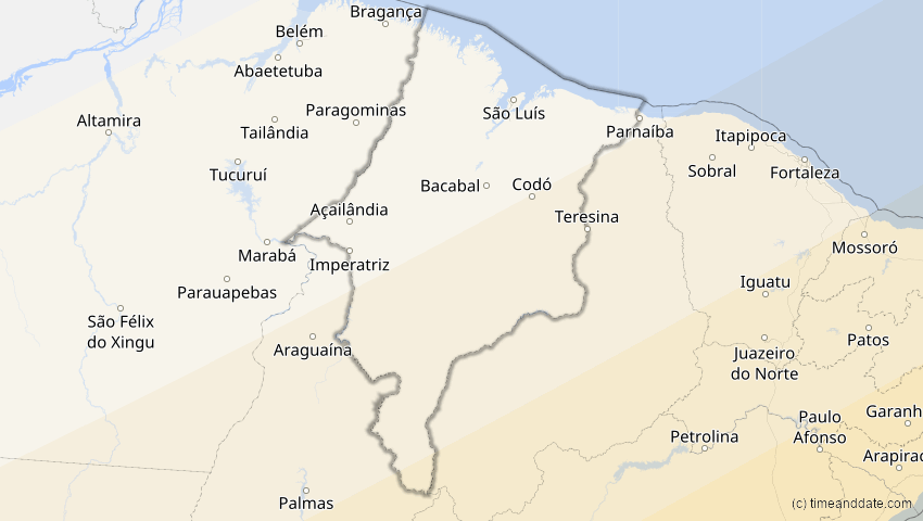 A map of Maranhão, Brasilien, showing the path of the 21. Jun 2001 Totale Sonnenfinsternis