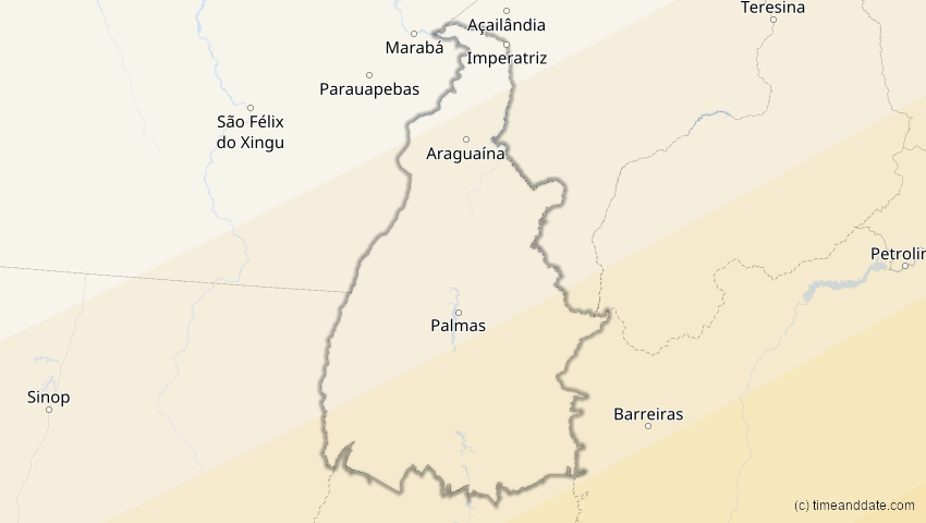 A map of Tocantins, Brasilien, showing the path of the 21. Jun 2001 Totale Sonnenfinsternis