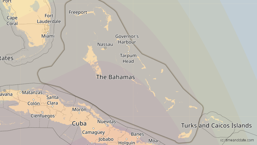 A map of Bahamas, showing the path of the 14. Dez 2001 Ringförmige Sonnenfinsternis