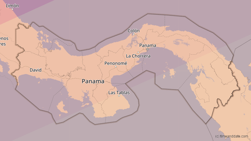 A map of Panama, showing the path of the 14. Dez 2001 Ringförmige Sonnenfinsternis