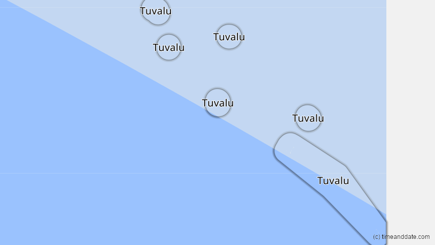 A map of Tuvalu, showing the path of the 15. Dez 2001 Ringförmige Sonnenfinsternis