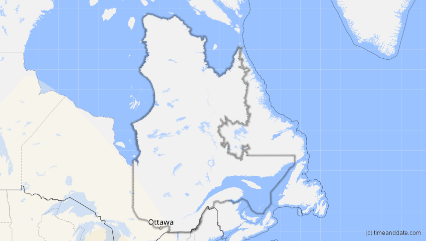 A map of Québec, Kanada, showing the path of the 14. Dez 2001 Ringförmige Sonnenfinsternis