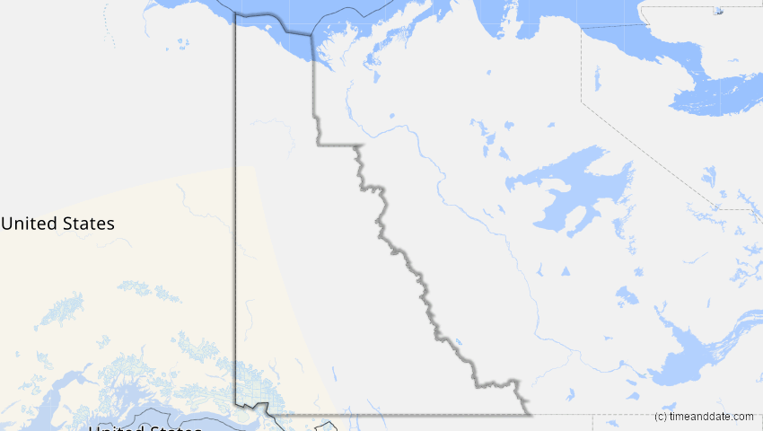A map of Yukon, Kanada, showing the path of the 14. Dez 2001 Ringförmige Sonnenfinsternis