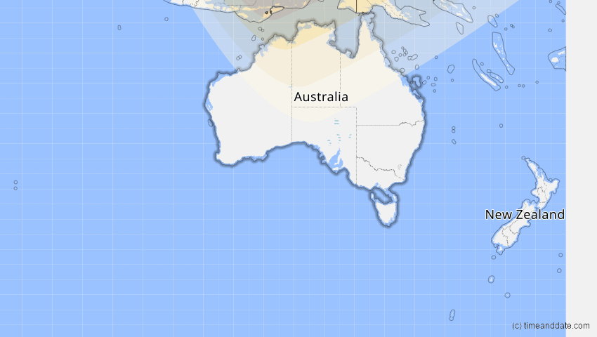 A map of Australien, showing the path of the 11. Jun 2002 Ringförmige Sonnenfinsternis