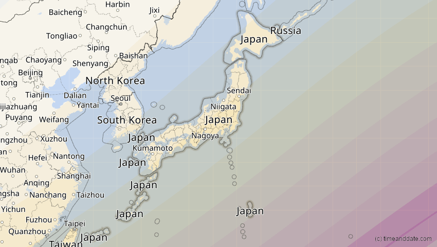A map of Japan, showing the path of the 11. Jun 2002 Ringförmige Sonnenfinsternis