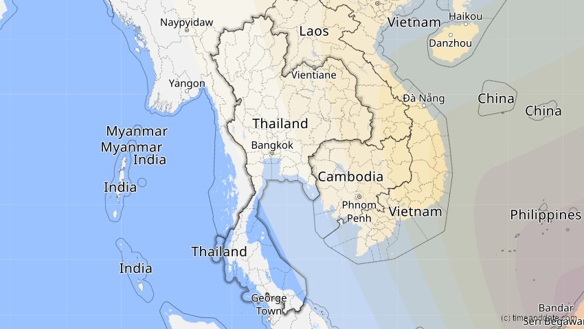 A map of Thailand, showing the path of the 11. Jun 2002 Ringförmige Sonnenfinsternis