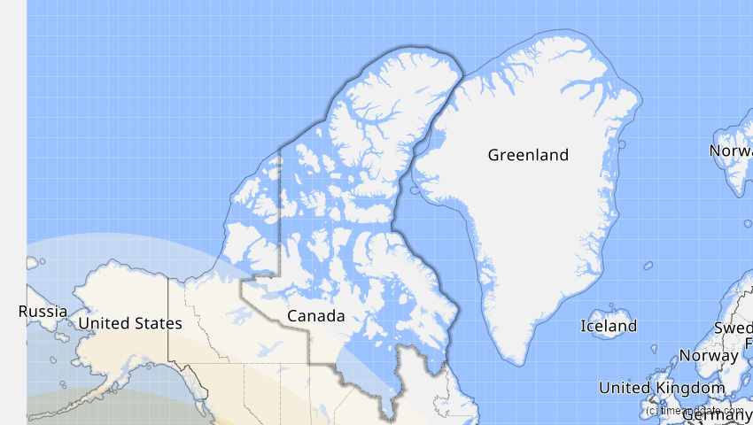 A map of Nunavut, Kanada, showing the path of the 10. Jun 2002 Ringförmige Sonnenfinsternis