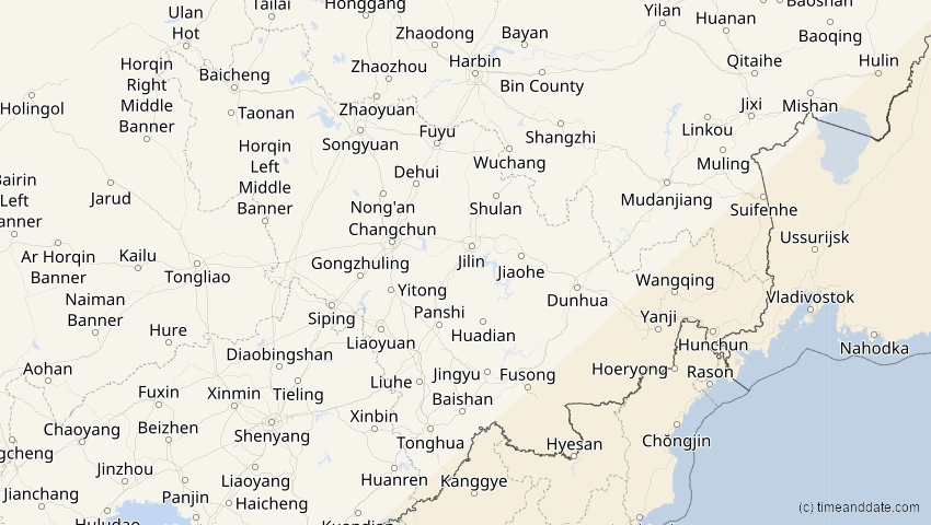 A map of Jilin, China, showing the path of the 11. Jun 2002 Ringförmige Sonnenfinsternis