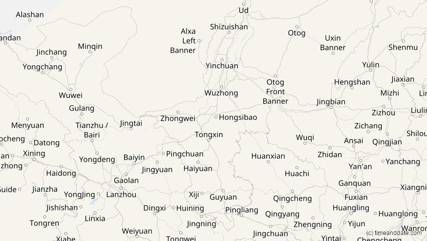 A map of Ningxia, China, showing the path of the 11. Jun 2002 Ringförmige Sonnenfinsternis