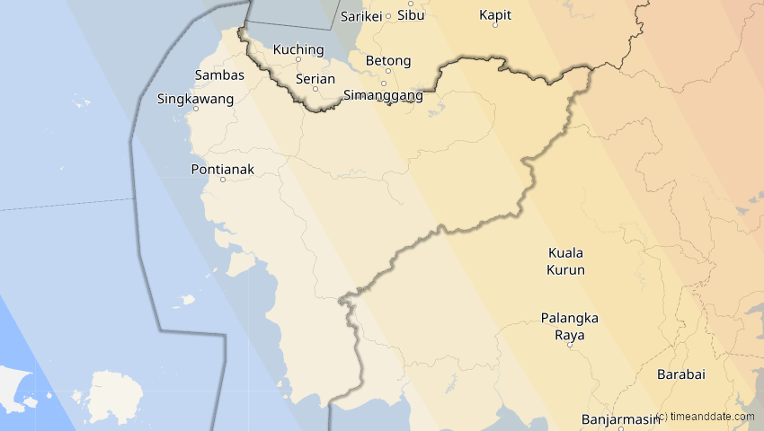 A map of Kalimantan Barat, Indonesien, showing the path of the 11. Jun 2002 Ringförmige Sonnenfinsternis