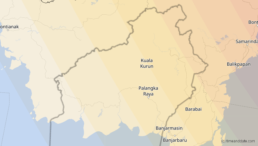 A map of Kalimantan Tengah, Indonesien, showing the path of the 11. Jun 2002 Ringförmige Sonnenfinsternis