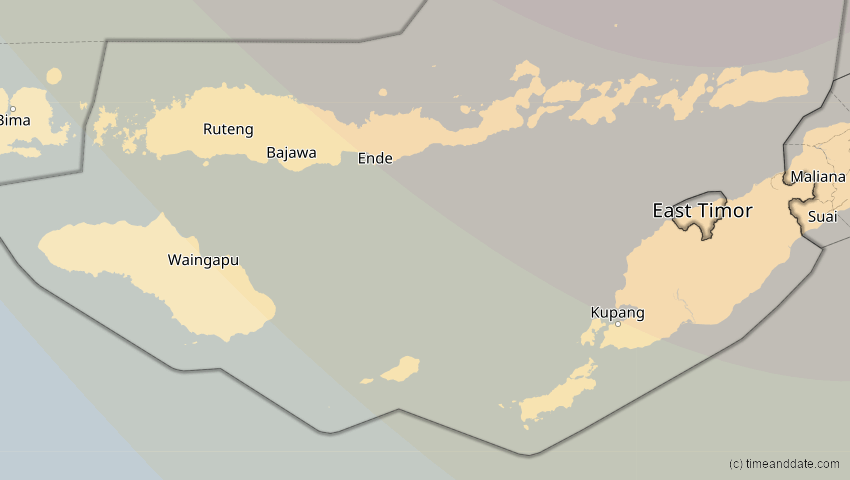 A map of Nusa Tenggara Timur, Indonesien, showing the path of the 11. Jun 2002 Ringförmige Sonnenfinsternis