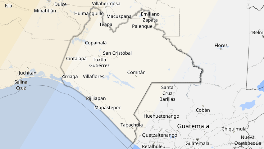 A map of Chiapas, Mexiko, showing the path of the 10. Jun 2002 Ringförmige Sonnenfinsternis