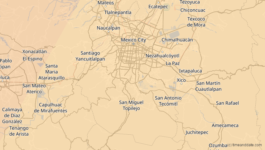 A map of Ciudad de México, Mexiko, showing the path of the 10. Jun 2002 Ringförmige Sonnenfinsternis