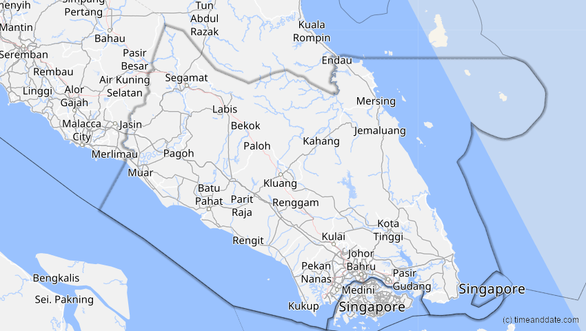 A map of Johor, Malaysia, showing the path of the 11. Jun 2002 Ringförmige Sonnenfinsternis