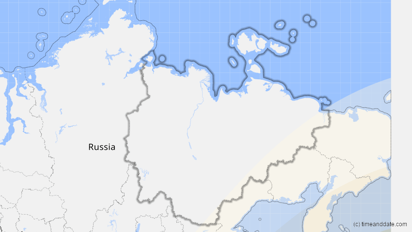 A map of Sacha (Jakutien), Russland, showing the path of the 11. Jun 2002 Ringförmige Sonnenfinsternis