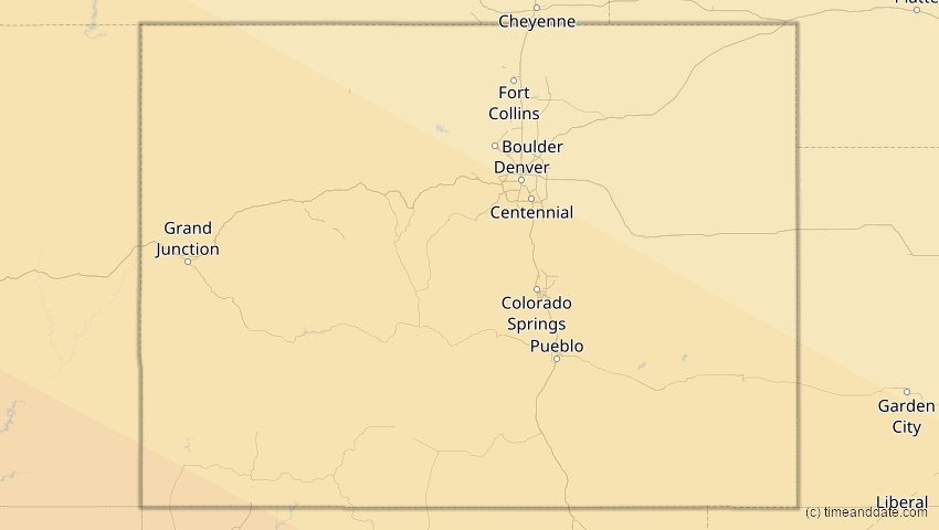 A map of Colorado, USA, showing the path of the 10. Jun 2002 Ringförmige Sonnenfinsternis