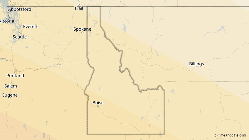 A map of Idaho, USA, showing the path of the 10. Jun 2002 Ringförmige Sonnenfinsternis