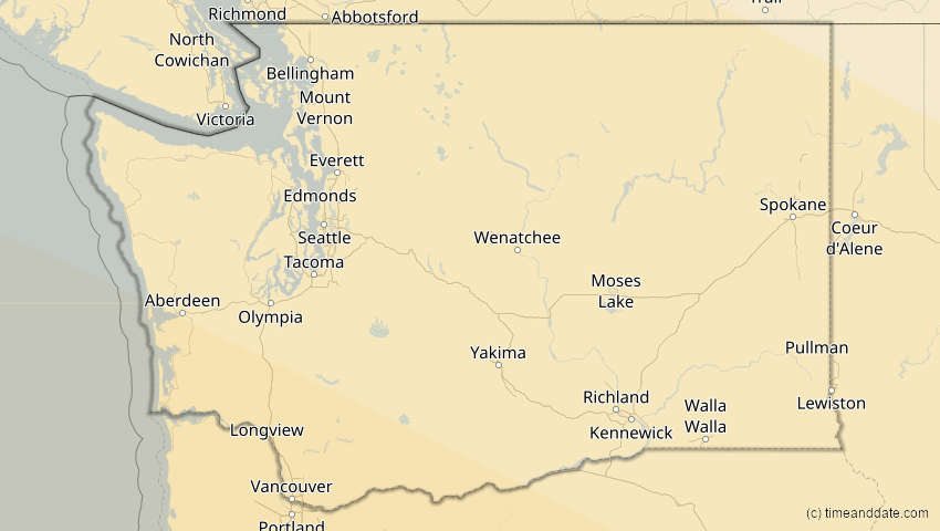 A map of Washington, USA, showing the path of the 10. Jun 2002 Ringförmige Sonnenfinsternis