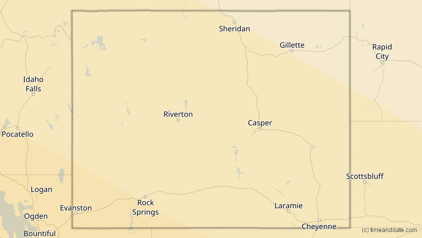 A map of Wyoming, USA, showing the path of the 10. Jun 2002 Ringförmige Sonnenfinsternis