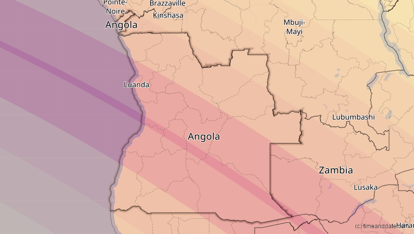 A map of Angola, showing the path of the 4. Dez 2002 Totale Sonnenfinsternis