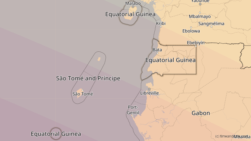 A map of Äquatorialguinea, showing the path of the 4. Dez 2002 Totale Sonnenfinsternis