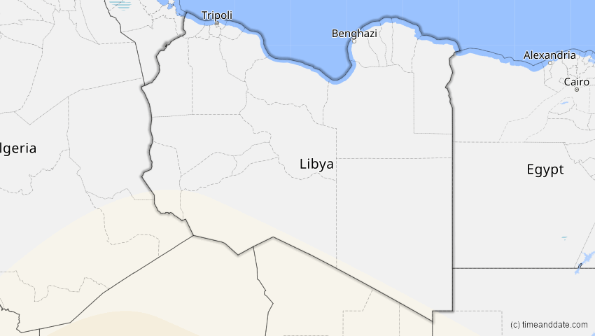 A map of Libyen, showing the path of the 4. Dez 2002 Totale Sonnenfinsternis