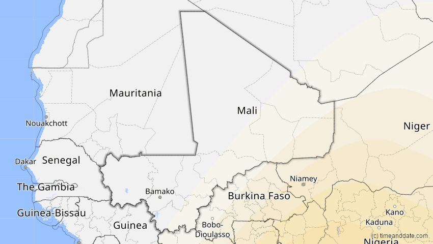A map of Mali, showing the path of the 4. Dez 2002 Totale Sonnenfinsternis