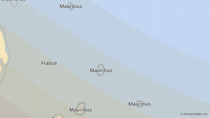 A map of Mauritius, showing the path of the 4. Dez 2002 Totale Sonnenfinsternis