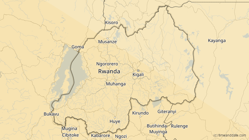A map of Ruanda, showing the path of the 4. Dez 2002 Totale Sonnenfinsternis