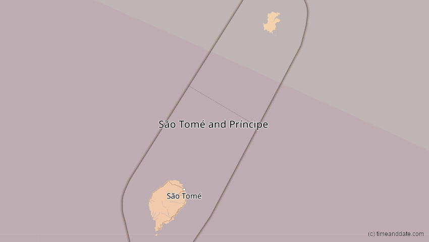 A map of São Tomé und Príncipe, showing the path of the 4. Dez 2002 Totale Sonnenfinsternis
