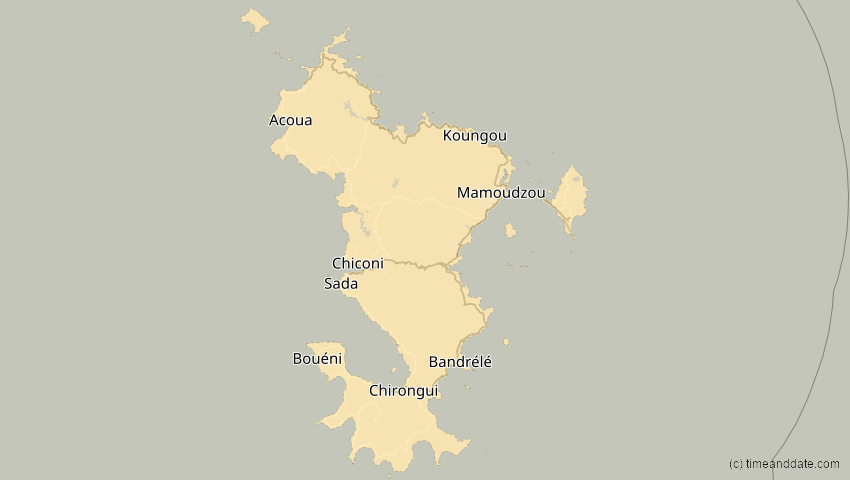 A map of Mayotte, showing the path of the 4. Dez 2002 Totale Sonnenfinsternis