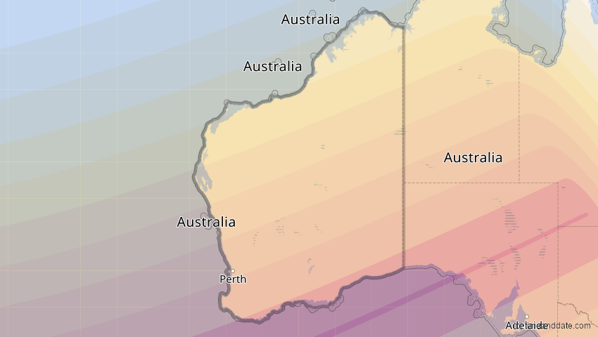 A map of Western Australia, Australien, showing the path of the 4. Dez 2002 Totale Sonnenfinsternis