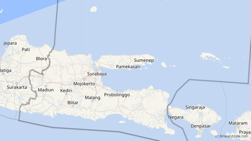 A map of Jawa Timur, Indonesien, showing the path of the 4. Dez 2002 Totale Sonnenfinsternis