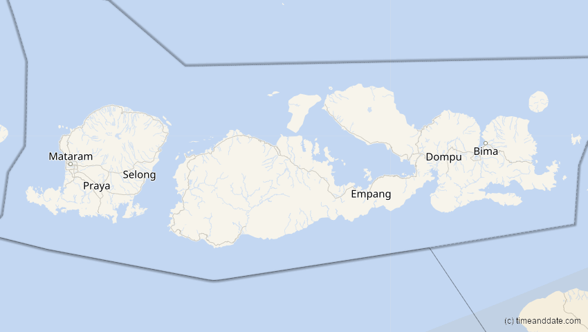 A map of Nusa Tenggara Barat, Indonesien, showing the path of the 4. Dez 2002 Totale Sonnenfinsternis