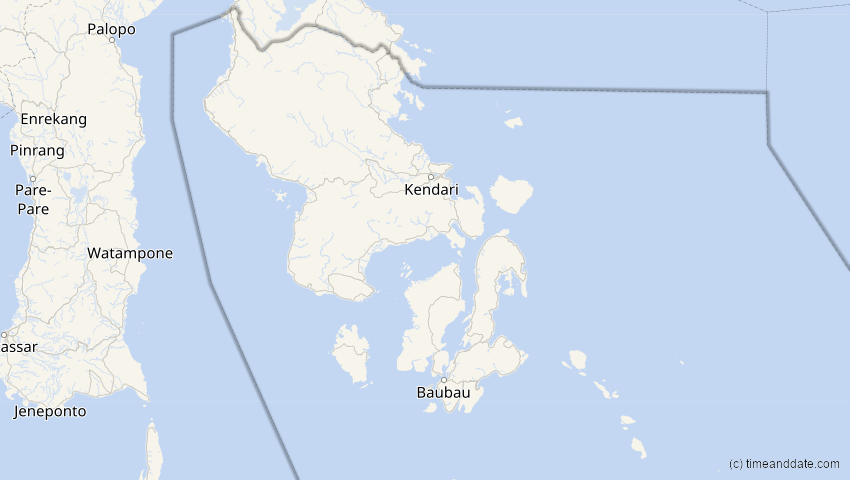 A map of Sulawesi Tenggara, Indonesien, showing the path of the 4. Dez 2002 Totale Sonnenfinsternis