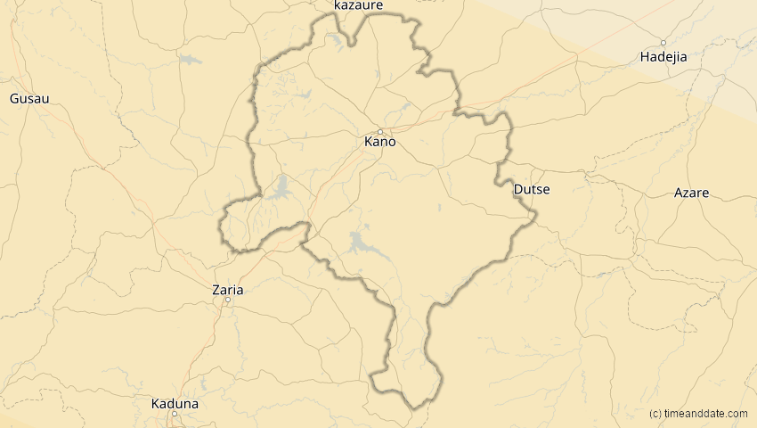 A map of Kano , Nigeria, showing the path of the 4. Dez 2002 Totale Sonnenfinsternis