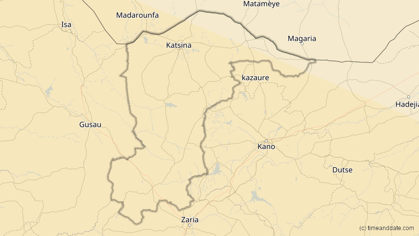 A map of Katsina , Nigeria, showing the path of the 4. Dez 2002 Totale Sonnenfinsternis